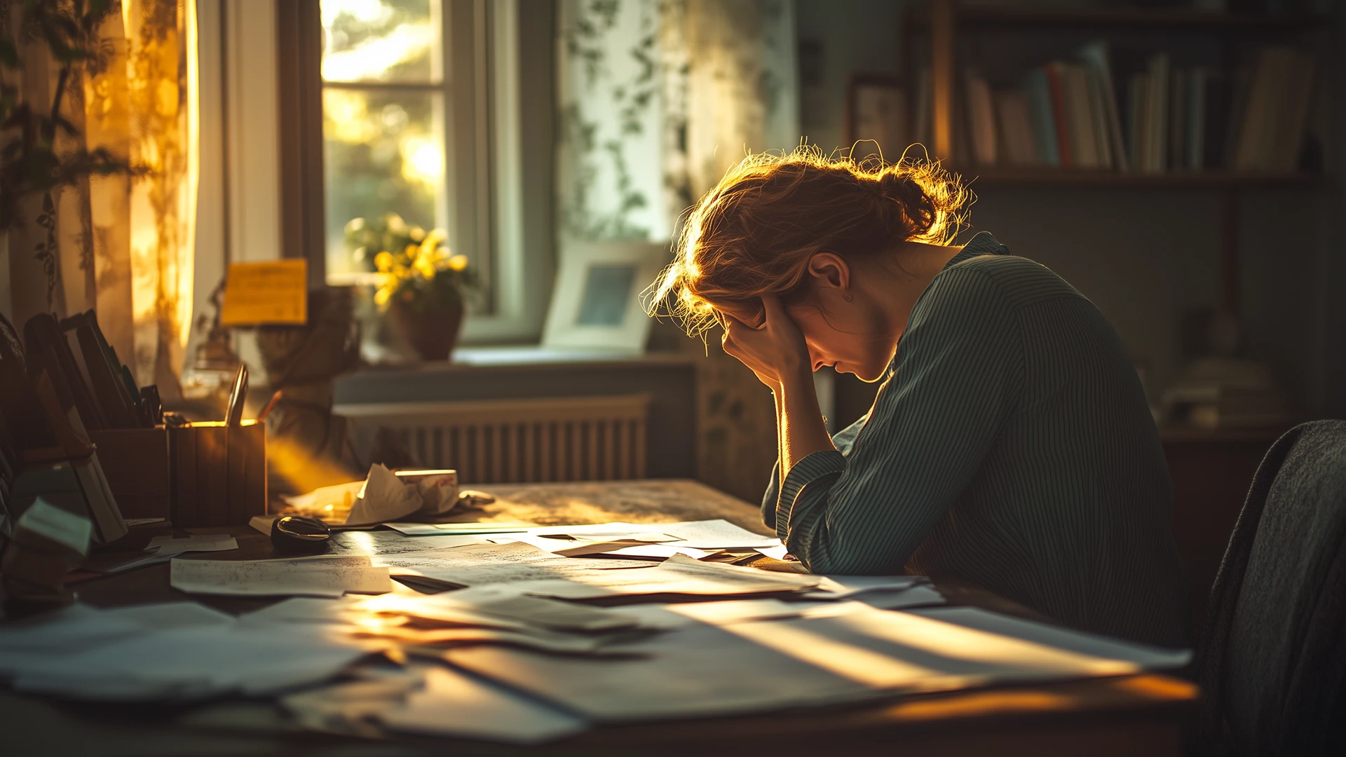 Photo d'une femme qui évoque le burn-out. Une image utilisée pour un atelier de sophrologie sur le burn-out. Un évènement programmé par l'Espace Zen.